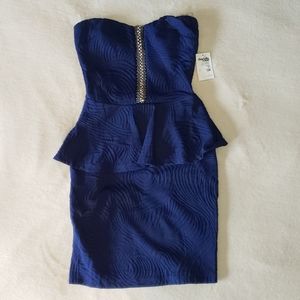 Strapless ruffle pencil dress